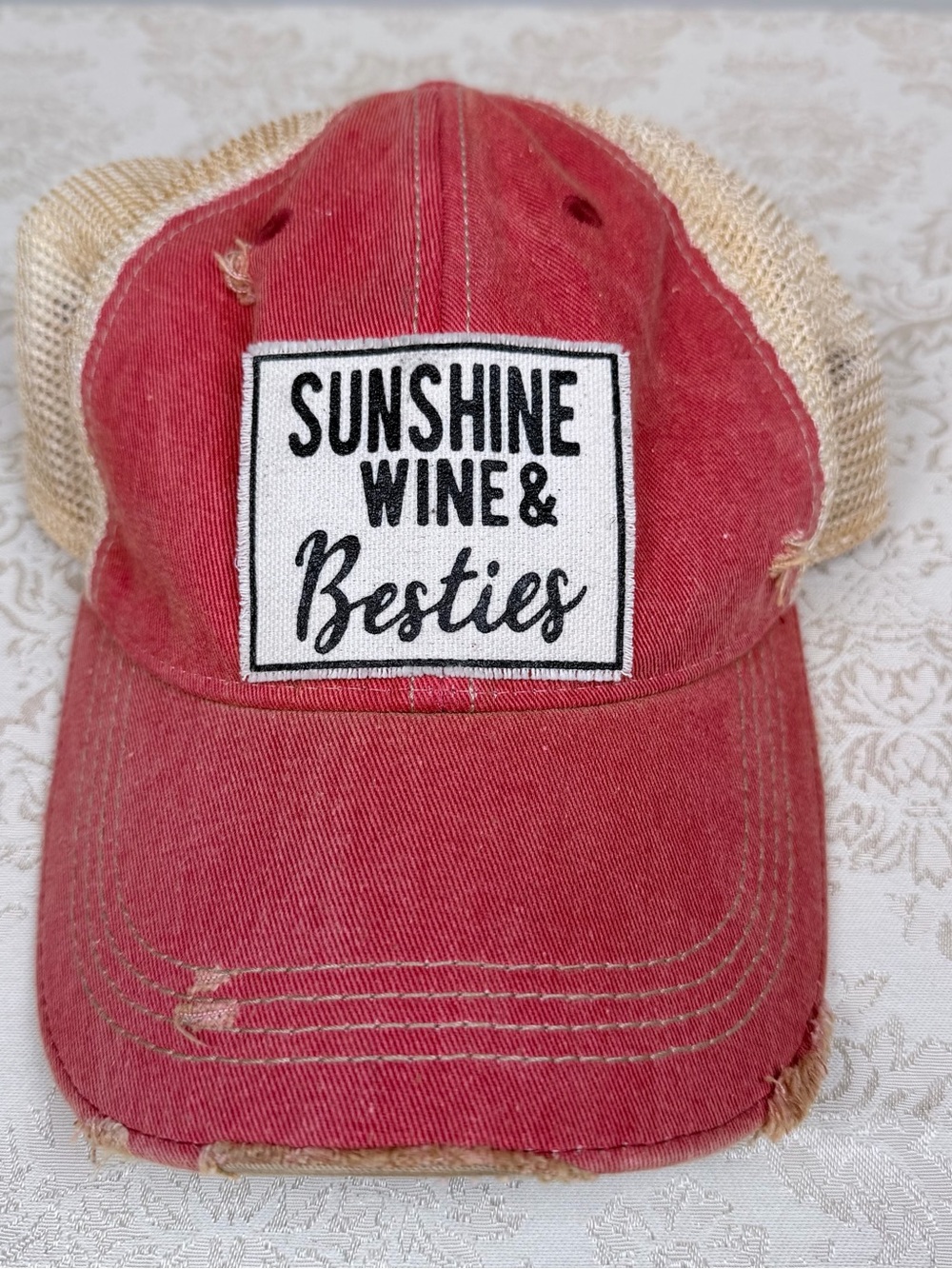 Sunshine Wine & Besties Red Trucker Hat by Headmost